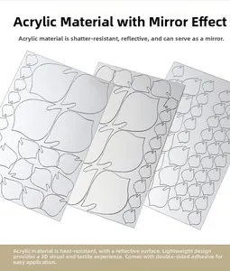Detailed view of 3D acrylic flower mirror wall stickers with self-adhesive backing