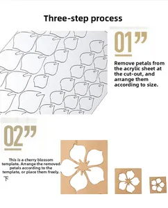 Three-step DIY guide for 3D acrylic mirror flower wall stickers installation process