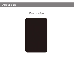 Size guide for rectangular acrylic mirror wall sticker measuring 27cm x 42cm in black