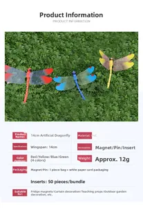 Tableau de paramètres détaillé et vue macro de l'aimant mural libellule 3D de 14cm