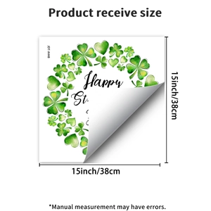 Detail der St. Patrick's Day Kleeblatt Aufkleber mit Größenangabe von 15 Zoll für Fenster