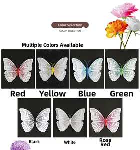 Detailed view of 3D double-layer butterfly wall stickers in seven vibrant colors