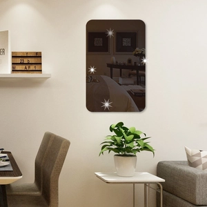 Modern brown acrylic mirror wall sticker with white star pattern for home decoration