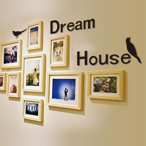 Dream House 3D wall decor with light wood frames and black bird silhouettes set