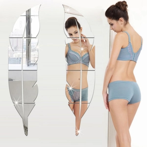 3D feather-shaped acrylic mirror wall stickers for modern home interior wall decoration