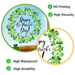Detail von wasserdichtem St. Patrick's Day Fensteraufkleber mit HD-Kleeblatt-Druck