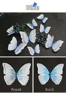 Detail of 3D double-layer butterfly wall sticker with blue glitter and magnetic back