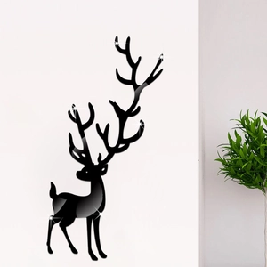 Modern Acrylic Mirror Elk Wall Sticker 3D Reindeer Silhouette Decal For TV Background Living Room Bedroom Christmas Decor