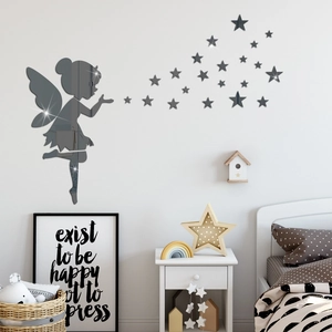 Creative fairy and stars acrylic mirror wall stickers for modern bedroom decor