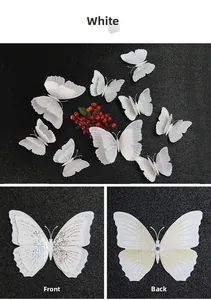 Detail of 3D double-layer white butterflies with glitter texture and back magnet