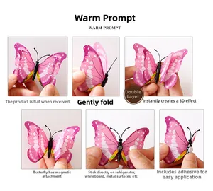 Detail showing dual-layer folding steps and magnetic back for 3D butterfly wall decor