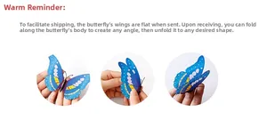Dettaglio delle ali di farfalla blu 3D regolabili con macchie gialle per decorazione pareti