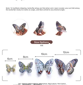 Guide des tailles pour 12 stickers papillons 3D en dimensions 6cm, 8cm, 10cm et 12cm
