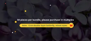Detail specifications for 12cm double-layered PVC garden butterflies in mixed styles