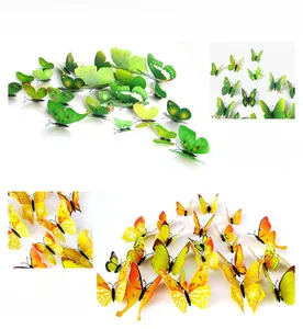 Detail view of 3D butterfly wall stickers in green and yellow series with realistic wings