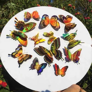 Lot de stickers muraux papillons 3D avec finition laser holographique brillante
