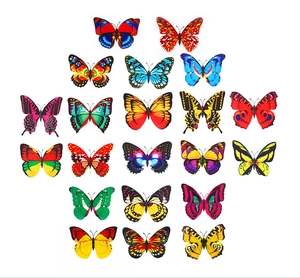 Flat lay of 22 pieces 12cm double-layered PVC butterfly garden stakes in assorted vibrant colors