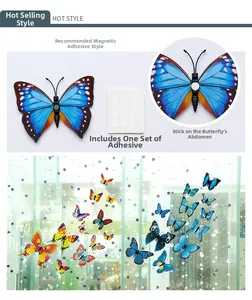 Detail showing 3D butterfly wall stickers with magnetic back and adhesive dot sheets