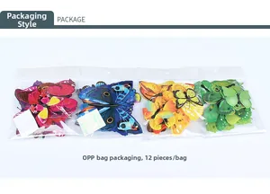 Set of 12 colorful 3D butterfly wall stickers packed in transparent OPP bags