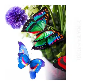 Macro shot of 12cm double-layer PVC butterfly stakes for outdoor garden decoration
