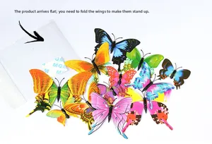 Macro detail of waterproof 3D PVC butterflies with adhesive dots and packaging