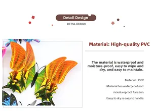 Detail view of 3D double-layered PVC swallowtail butterfly wall sticker with waterproof texture