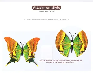Detail view of 3D waterproof butterfly wall stickers showing adhesive pad installation