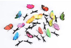 Set of 15 colorful butterfly hair clips with metal springs and plastic alligator clips
