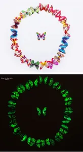 8cm 3D luminous butterfly wall stickers with colorful patterns and glowing effect in dark