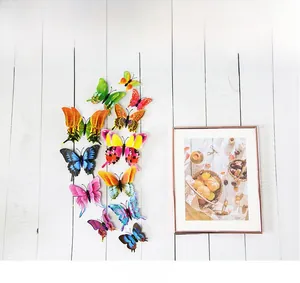 3D butterfly wall stickers with double wings on white wood background for home decoration