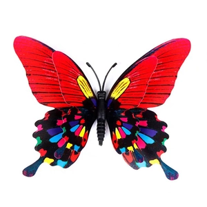 Aimant papillon 3D double couche de 15cm rouge vif pour décoration murale intérieure