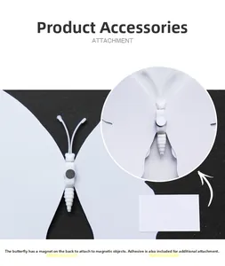 Detail showing 3D butterfly wall stickers with magnetic backing and adhesive pads