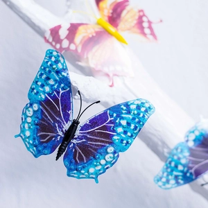 Luminous 3D blue and purple butterfly wall stickers for glowing room decoration
