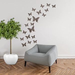 3D butterfly mirror wall stickers for living room decor with modern acrylic silver finish