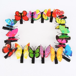 Set of 15 colorful 3D simulation butterfly hair clips with realistic double-layer wings