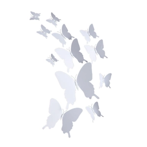 3D white PVC butterfly wall stickers set with adjustable wings for home wedding decoration