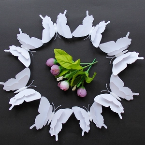 Double Layer 3D Butterfly Wall Stickers PVC Realistic Decoration For Home Living Room Bedroom Party Wedding Wall Decor