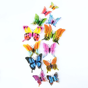 Set of 12 colorful 3D double-layer magnetic PVC butterfly wall stickers for home decoration
