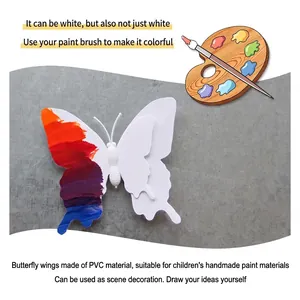 DIY 3D white butterfly wall sticker with hand-painted colorful wings for home decor