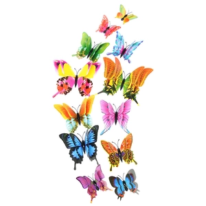 Set of 12 vibrant 3D magnetic double-layer PVC butterfly wall stickers for home decoration