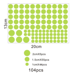 Size specifications of 104pcs luminous dot stickers for wall and switch decor