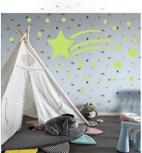 Luminous shooting star and pentagram wall stickers glow in the dark for nursery decor