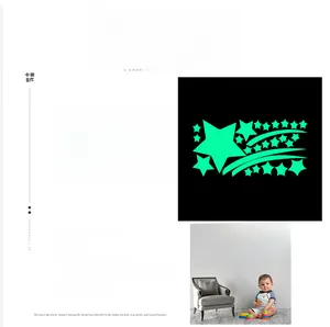 Close-up of glow-in-the-dark stars and comets stickers for kids bedroom ceiling decoration