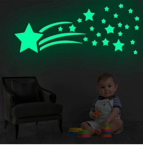 Glow in the dark comet and stars wall stickers for children bedroom wall decoration