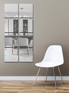 Detail of 8pcs square acrylic mirror wall stickers in a 2x4 grid layout for home decor