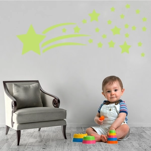 Luminous shooting star and celestial wall stickers for creative nursery bedroom decor