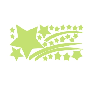 Luminous comet and star wall sticker set in light green for kids room wall decoration