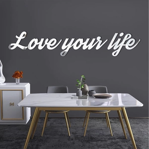 Love Your Life Acrylic 3D Mirror Wall Sticker For Home Living Room Bedroom Modern Minimalist Art Inspirational Quote Decor