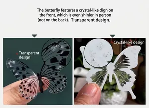 Dettagli di adesivi murali farfalla 3D con stampa cristallo e finitura glitter