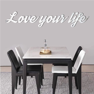 Love your life 3D acrylic mirror wall sticker for modern home dining room decoration